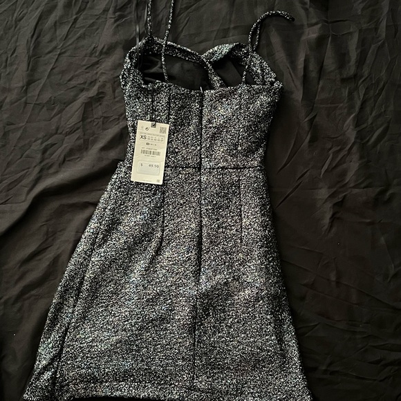 Zara bodycon cutout glittery black dress size XS - Picture 2 of 5